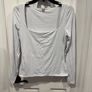 90 Degree by Reflex‎ White Contour Ocean Square Neck Top - Size Medium